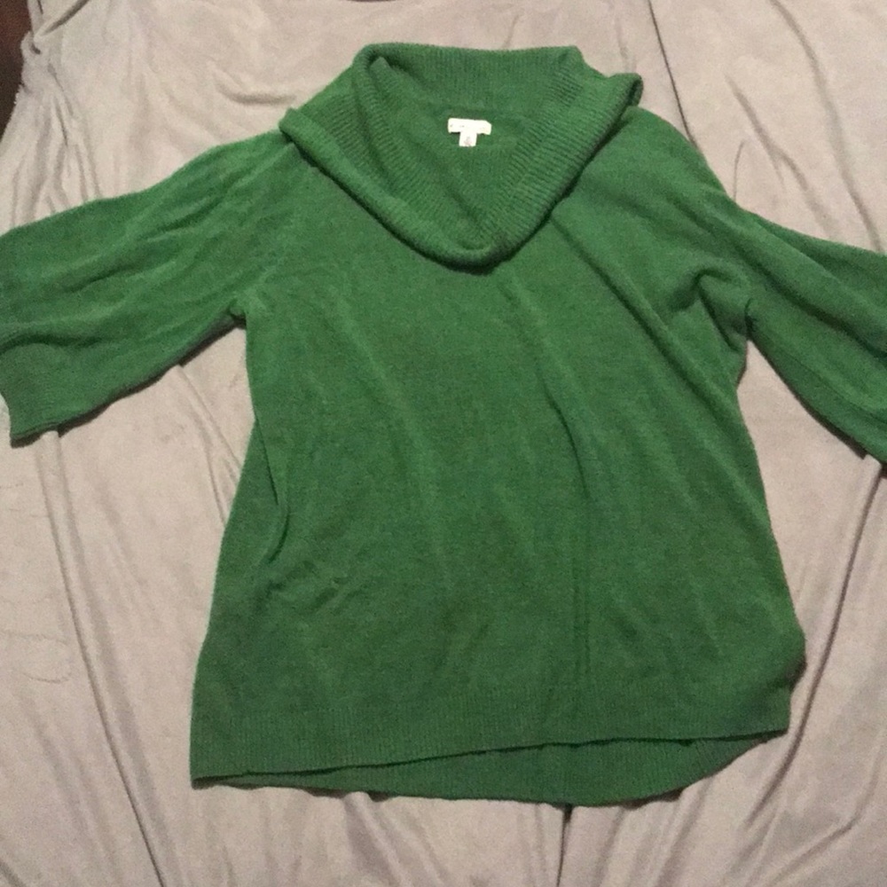Green cowl neck sweater